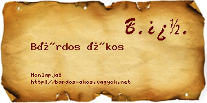 Bárdos Ákos névjegykártya